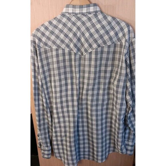 Bud Berma Westerner Shirt Mens Large Blue Plaid Pearl Snap Western - Picture 7 of 8